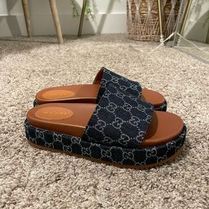 Denim platform sandals